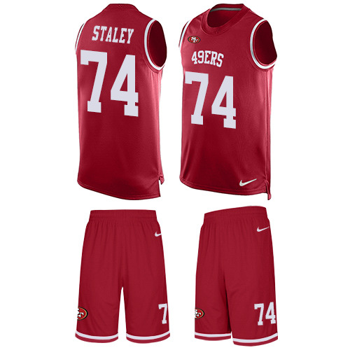 Men's Limited Joe Staley Nike Jersey Red - #74 Tank Top Suit NFL San Francisco 49ers